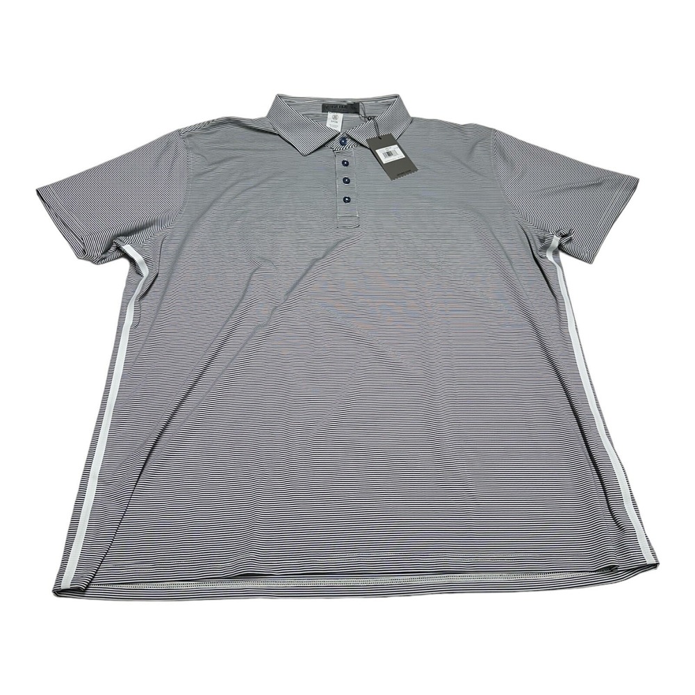 NWT Men's G/FORE Golf Black White Striped Short Sleeve Polo Shirt Stretch Sz XXL